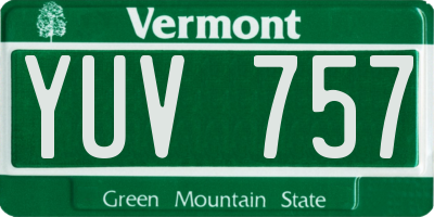 VT license plate YUV757