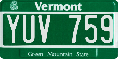 VT license plate YUV759
