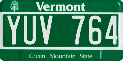 VT license plate YUV764