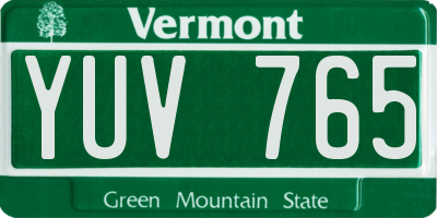 VT license plate YUV765