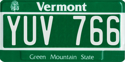 VT license plate YUV766