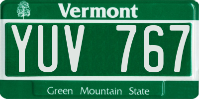 VT license plate YUV767