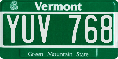 VT license plate YUV768