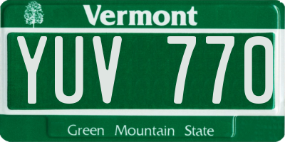 VT license plate YUV770
