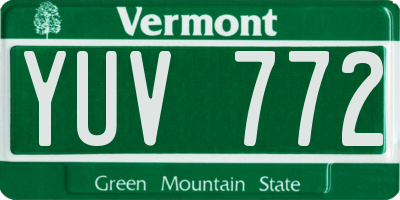VT license plate YUV772