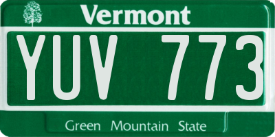 VT license plate YUV773