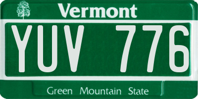 VT license plate YUV776