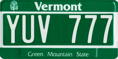 VT license plate YUV777
