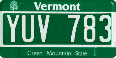 VT license plate YUV783