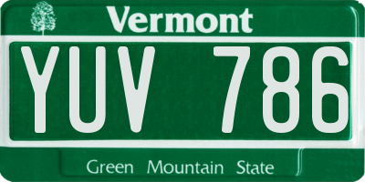 VT license plate YUV786