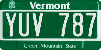 VT license plate YUV787