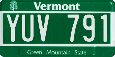 VT license plate YUV791