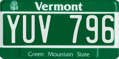 VT license plate YUV796