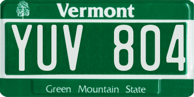 VT license plate YUV804