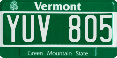 VT license plate YUV805