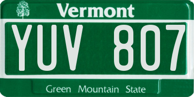 VT license plate YUV807