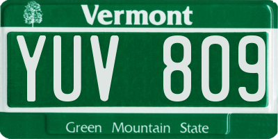 VT license plate YUV809