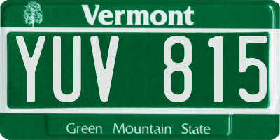 VT license plate YUV815