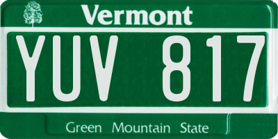 VT license plate YUV817