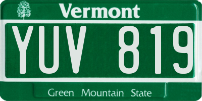 VT license plate YUV819