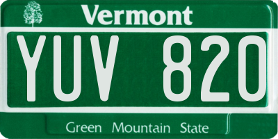 VT license plate YUV820
