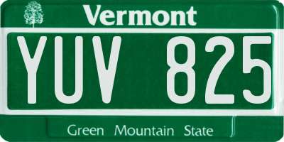 VT license plate YUV825