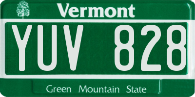 VT license plate YUV828