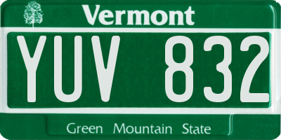 VT license plate YUV832