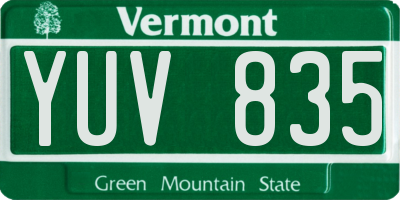 VT license plate YUV835
