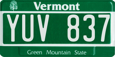 VT license plate YUV837