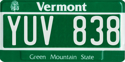 VT license plate YUV838