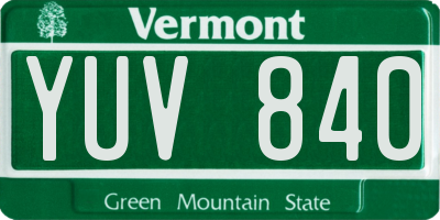 VT license plate YUV840