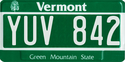 VT license plate YUV842