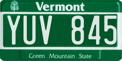 VT license plate YUV845