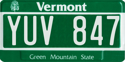 VT license plate YUV847