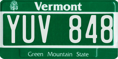 VT license plate YUV848