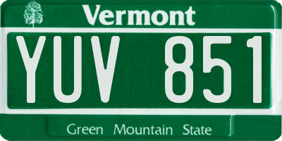VT license plate YUV851