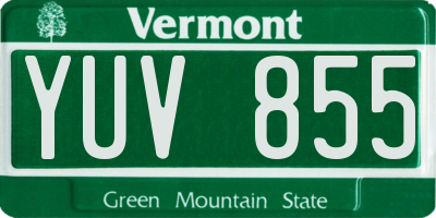 VT license plate YUV855