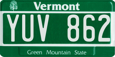 VT license plate YUV862