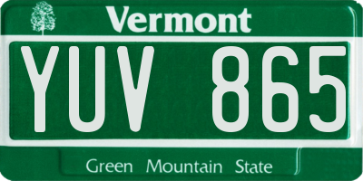 VT license plate YUV865