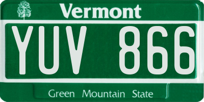 VT license plate YUV866