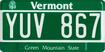 VT license plate YUV867