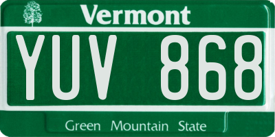 VT license plate YUV868