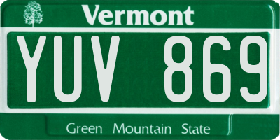 VT license plate YUV869