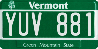 VT license plate YUV881