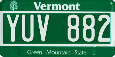 VT license plate YUV882