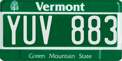 VT license plate YUV883