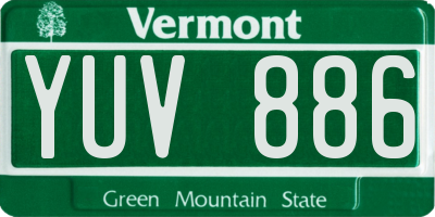 VT license plate YUV886