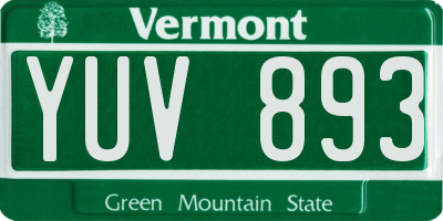 VT license plate YUV893