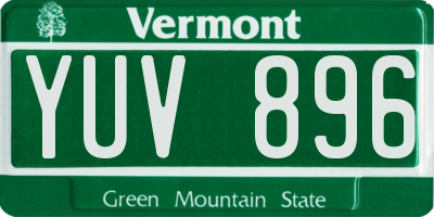 VT license plate YUV896